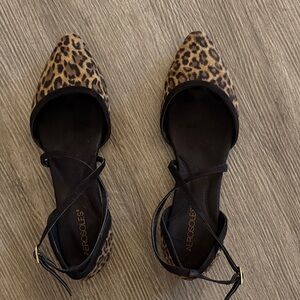 AEROSOLES Women's Leopard Flats with Black Straps